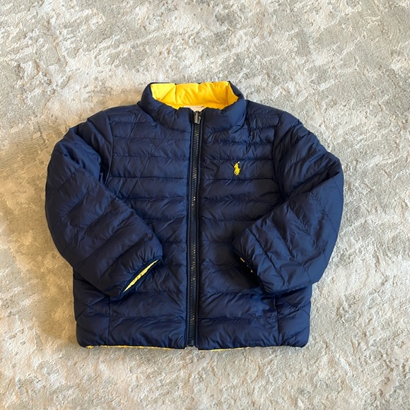 Ralph lauren size 3 reversible puffer! Navy on one side and yellow on the other! - Picture 1 of 2
